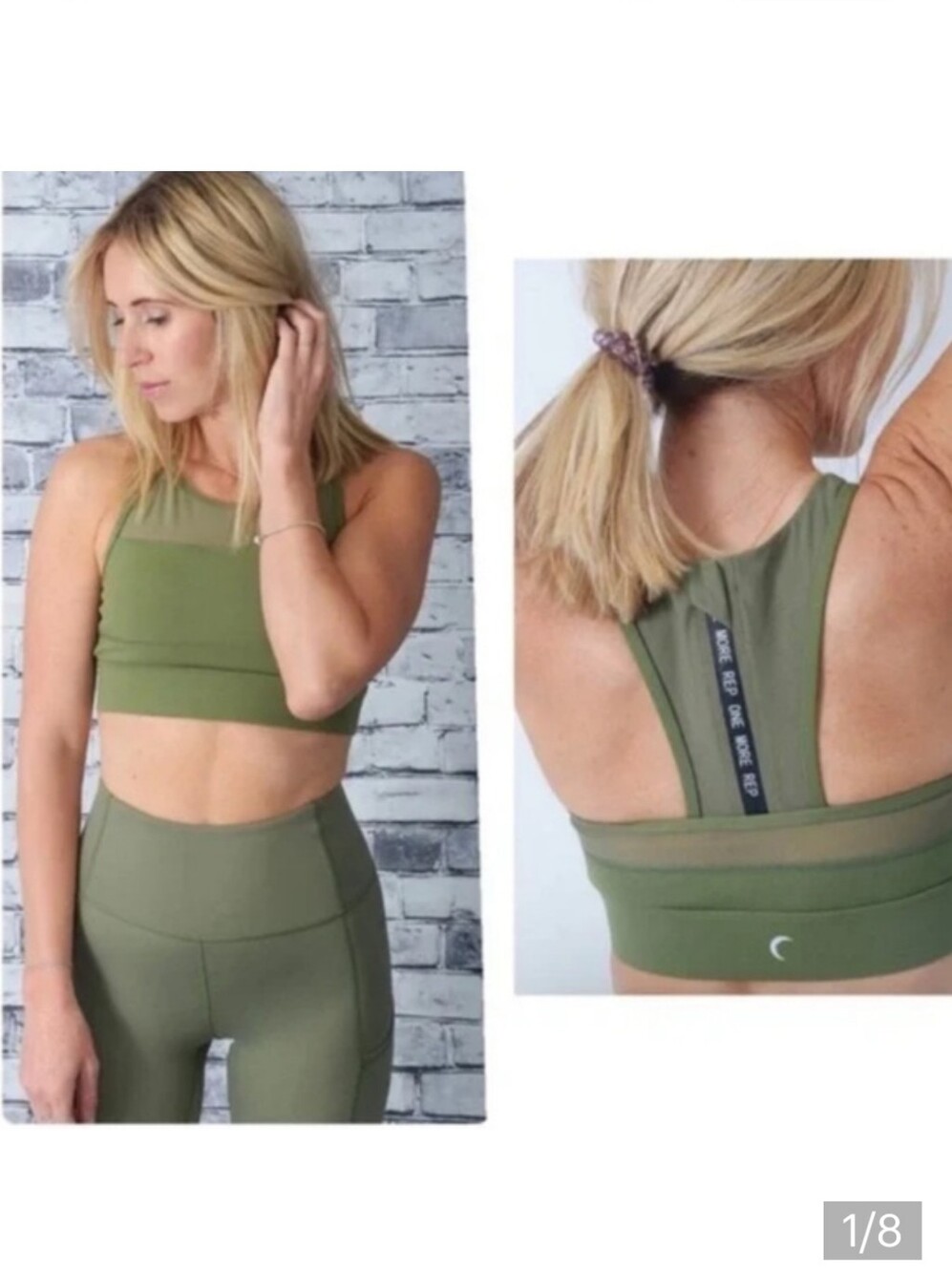 Zyia Active Olive Green All Star High Neck Zip Back Mesh Sports Bra Size Small